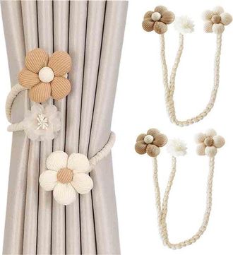 No Brand Juego De 4 Soportes Florales Para Cortinas - Accesorios De Punto Para Cortinas, Ideales Para La Decoraci&oacute;n De Interiores Y Exteriores