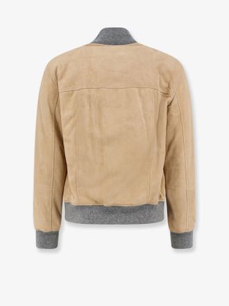 Brunello Cucinelli Mens Jacket Padded Suede Beige Leather