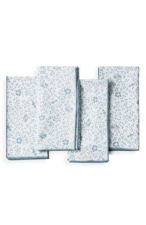 Coyuchi Set of 4 Organic Cotton Print Percale Napkins in Tidal Meadow at Nordstrom