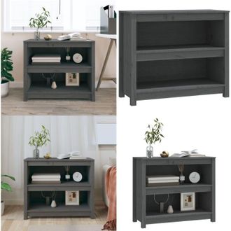 vidaXL Libreria Grigia 80x35x68 cm in Legno Massello di Pino - Libreria grigia - Scaffalatura in legno