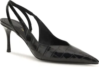 Ferragamo Crocodile-Effect Leather Slingback Heel - Black