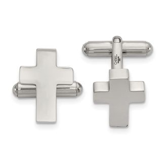 Diamond2Deal Stainless Steel Polished Cross Cufflinks
