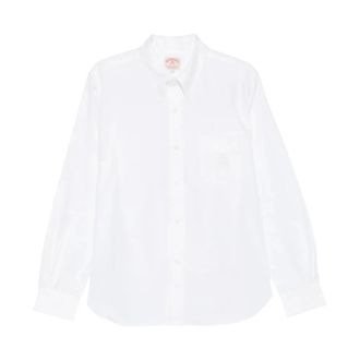 Brain Dead Overhemden, Heren, Wit, S, Katoen, California Selvedge Oxford Button Up Shirt