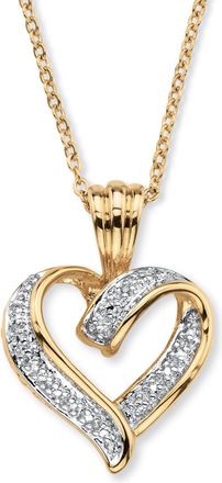 Palm Beach Jewelry Diamond Accent Pave-Style 18k Gold-Plated Heart Pendant Necklace 18-19