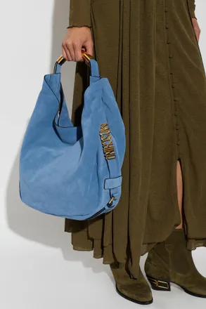 Moschino Suede Bag Handle Me, Womens, Blue