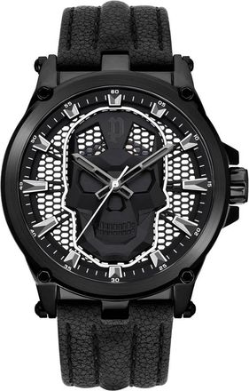 Police Rebelse Skull Design Horloge - Heren - Horloges - Zwart - ONE Size - Leer - Accessoires