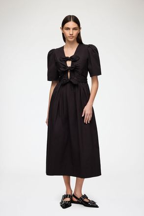 Ganni Black Stretch Cotton Dress - Size 38 Elastane
