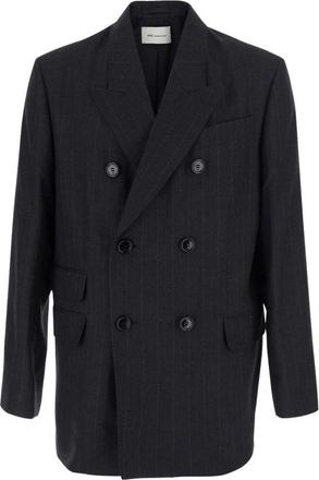 Ami Dubbelrijige Blazer met Boxy Pasvorm - Heren - Blazers - Grijs - M - Katoen - Jassen