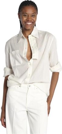Antik Batik Camicia Angelo con rouches - Dames - Overhemden - Wit - M - Katoen - Overhemden