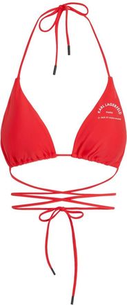 Karl Lagerfeld logo-print triangle bikini top - women - Elastane/Recycled Polyamide - S - Red