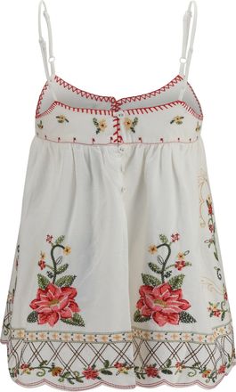 Farm Rio Womens Top Off White Linen Tops