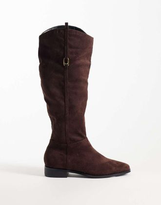 Public Desire Trench - Stivali da equitazione in camoscio sintetico marrone