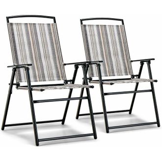 Costway Costway - Set di 2 Sedie Pieghevoli da Patio, Sedie Portatile in Textilene, Capacit&agrave; 150 kg, Sedie da Giardino per Esterno Veranda Cortile Balcone
