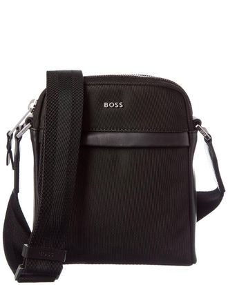 HUGO BOSS Highway N Ns Zip Leather-Trim Reporter Bag