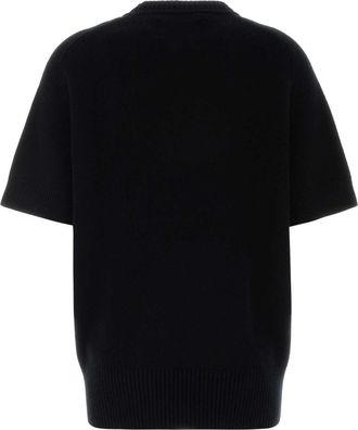Extreme Cashmere Womens Black Stretch Cashmere Blend Scott Sweater Raven Maglieria