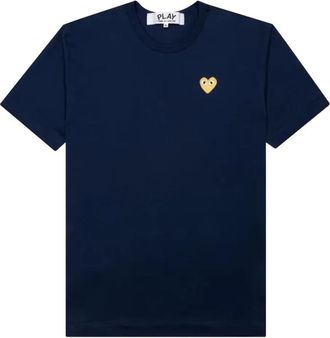 Comme Des Gar&ccedil;ons Navy Blue Crewneck Logo T-Shirt