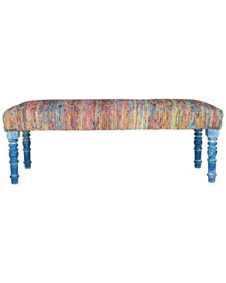LR Home Lr Home Colorful Chindi Bench With Blue Legs