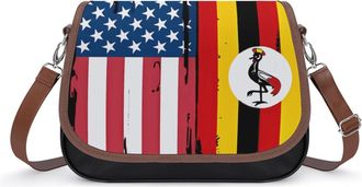 Generic U.S. And Uganda Flag Fashion Womens Crossbody Bags Novelty Handbag Shoulder Bag Purse