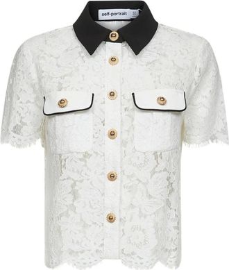 Self Portrait Overhemden, Dames, Wit, S, Witte Shirt met Stijl