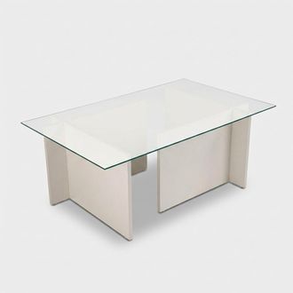 Calicosy Mesa De Centro De Vidrio Templado 105x65 Cm Vetrino - Blanco