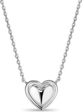 Devata Contoured Line Heart Pendant Necklace in Silver at Nordstrom Rack, Size 18