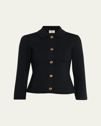 Saint Laurent Wool Button-Front Polo Cardigan