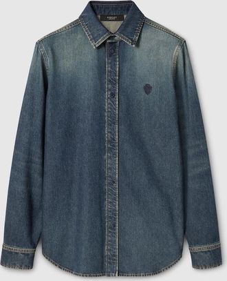 Gucci Washed Certified Cotton Denim Shirt, Size 44 IT, Blue, Ready-to-wear