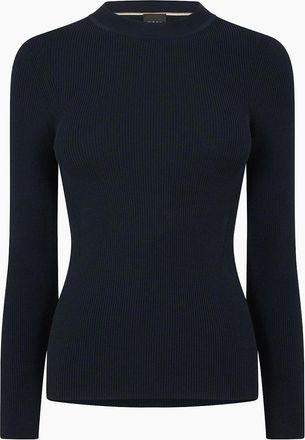 HUGO BOSS Womens Febisan Knitted Tops - Navy - Size: 12