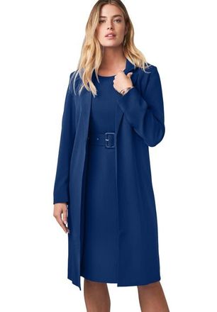 Jessica London Belted Jacket Dress in Evening Blue at Nordstrom, Size 32