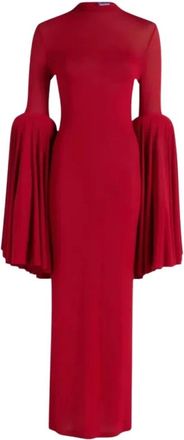 Jean Paul Gaultier Abito Lungo con Maniche a Pieghe - - Dresses - Donna - Rosso - S