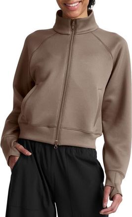Beyond Yoga Piping Detail Bomber Jacket in Cappuccino at Nordstrom, Size X-Small