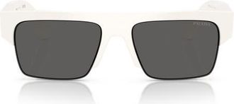 Prada 55mm Rectangular Sunglasses in White/dark Grey at Nordstrom