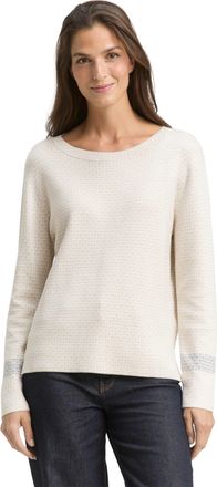 Tom Tailor Strickpullover TOM TAILOR, Damen, Gr. XXL, mini argyle on beige melange, Strick, Obermaterial: 85% Viskose, 15% Polyamid, Jacquardmuster, bedruckt, lo