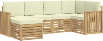vidaXL Conjunto De Sof&aacute;s De Exterior 6 Uds. Blanco Y Crema Poli&eacute;ster Vidaxl