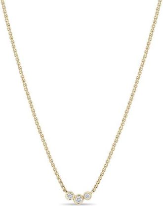 Zoë Chicco Diamond Bezel Box Chain Necklace in 14K Yellow Gold at Nordstrom, Size 16