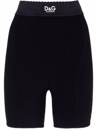 Dolce & Gabbana Shorts da ciclismo con stampa - Nero