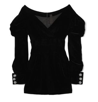 Alexandre Vauthier Velvet Off Shoulder Embellished Sleeve Mini Dress Size S