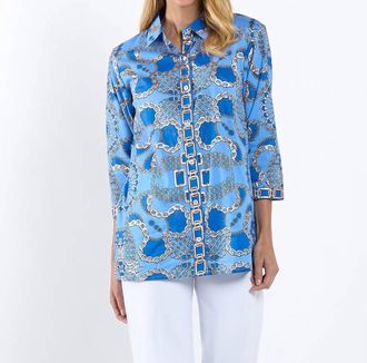 Jude Connally Sharon Heritage Chains Cotton Voile Top In Peri/gold