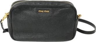 Miu Miu Pre-owned Cross Body Bags, female, Black, Size: ONE SIZE Pre-owned Leather Cross Body Bag