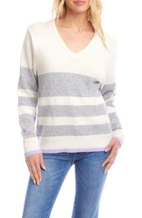 Karen Kane Stripe V-Neck Sweater at Nordstrom, Size X-Small