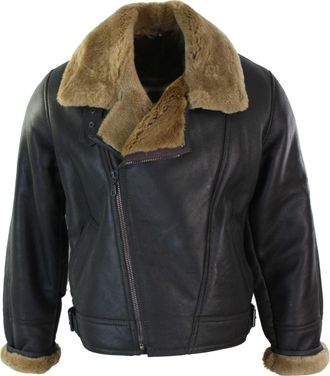 TruClothing Sherling Sheepskin Cross Zip B3 Pilot Jacket