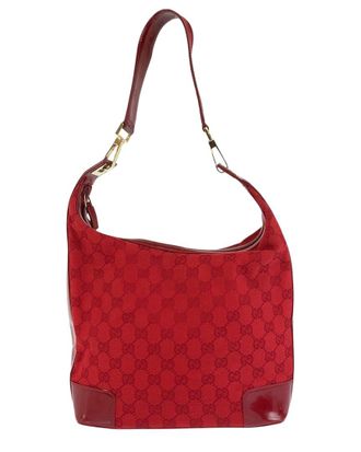 Gucci Red Coated/Waterproof Canvas Hobo Shoulder Bag (Authentic Pre-Loved)