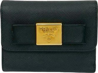 Prada Black Leather Wallet (Tri-Fold) (Pre-Owned)