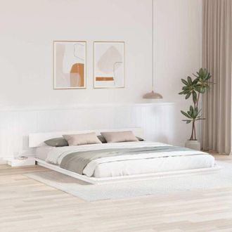 vidaXL Bed Frame White 200 x 200 cm Wood Vidaxl