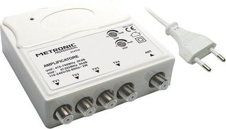 Metronic Amplificador Interno 1 In-4 Out 1 Entrada Uhf-vhf - 4 Salidas Tv