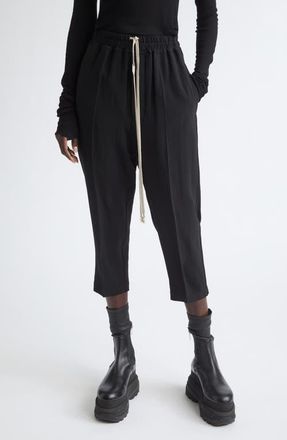 Rick Owens Astaire Crepe Crop Pants in Black at Nordstrom, Size 46
