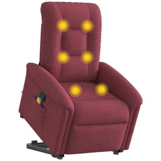 vidaXL Sill&oacute;n Reclinable De Masaje Elevable Tela Rojo Tinto Vidaxl