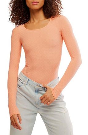 Free People Love Letter Long Sleeve Knit Top in Candied Melon at Nordstrom, Size Medium