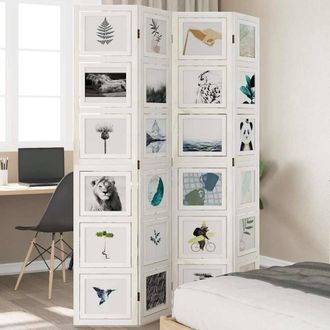 Berkfield Home Room Divider 4 Panels White Solid Wood Paulownia