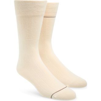 BOSS 2-Pack Ribbed Crew Socks in Open White at Nordstrom, Size 7-13